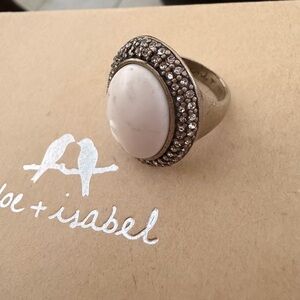 Chloe + Isabel Cream Oval Stone Pavé Halo Ring Size 7
B2